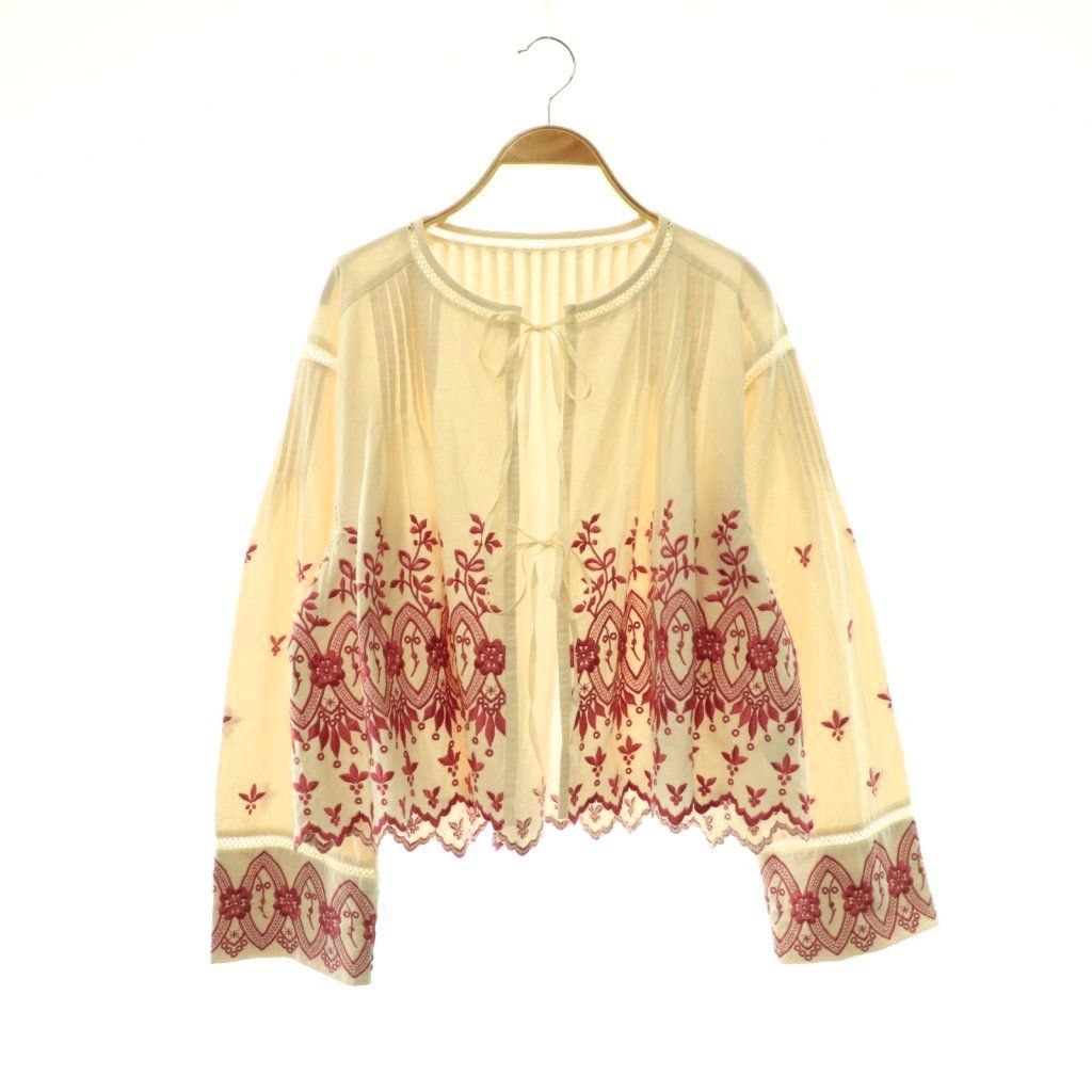 ヌキテパ NE QUITTEZ PAS! 25AW Crimp Cotton Anglaise Embroidery Top ブラウス 刺繍 アイボリー スモークピンク /ES ■OS ■S