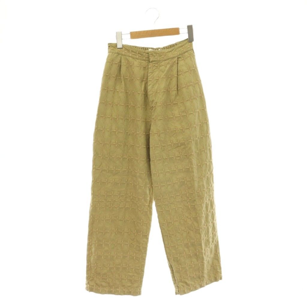 サラマリカ Sara mallika 25SS Cotton Linen Twill Flower Embroidery Pants ワイドパンツ リネン混 S ベージュ /ES ■OS ■SH
