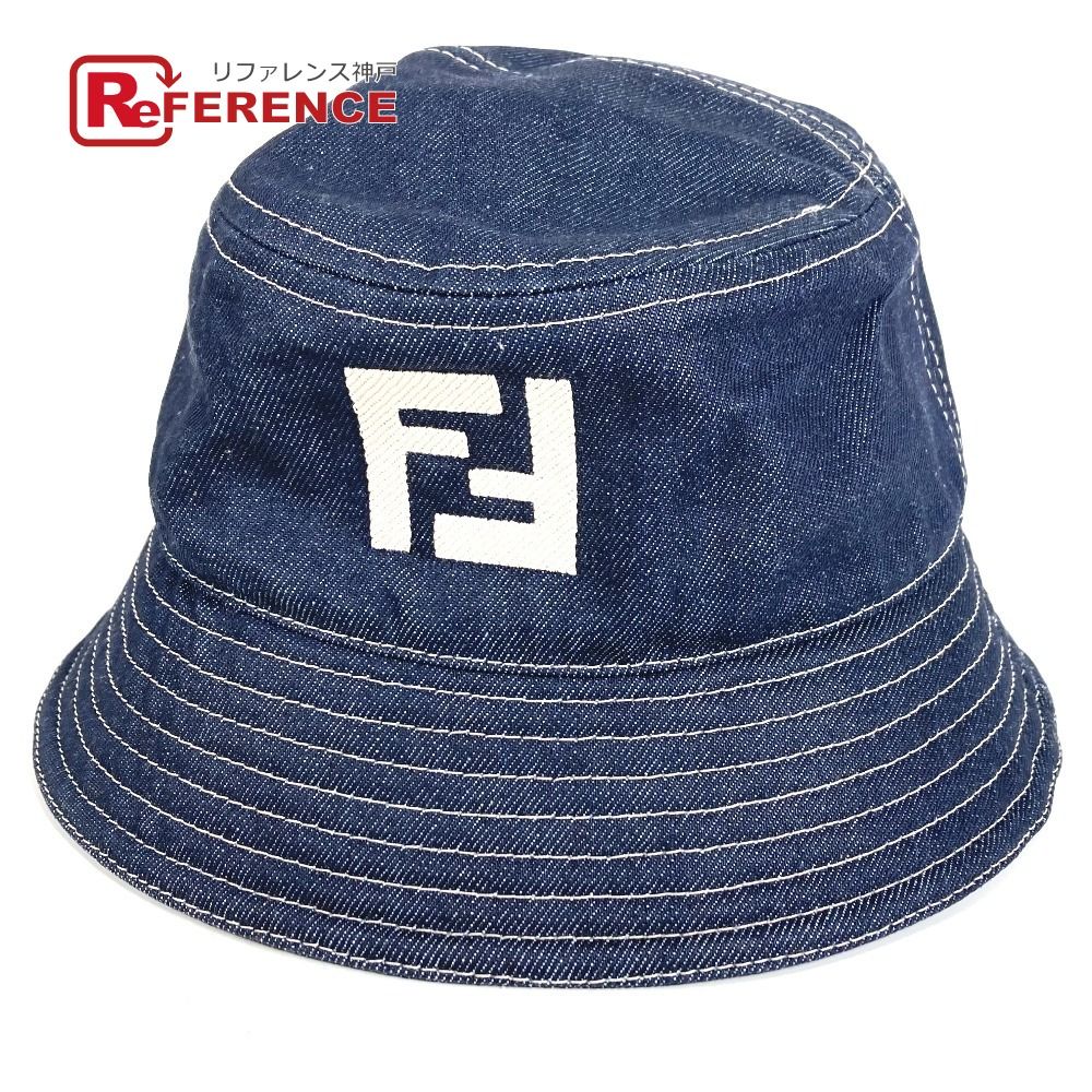 FENDI フェンディ ハット ロゴ FXQ958 コットン ブルー