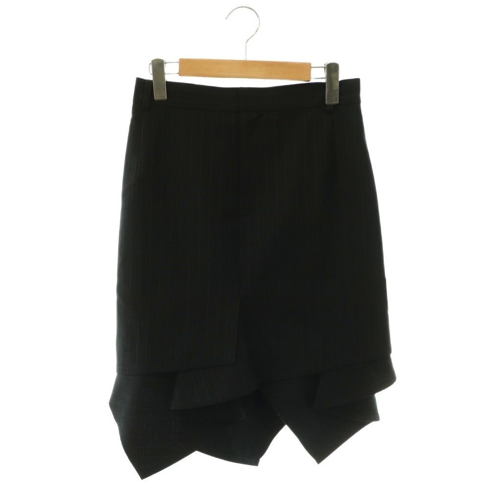 サカイ sacai 24-07121 アシンメトリックヘムフレアスカート ストライプ 膝丈 1 ネイビー /HK ■OS ■SH