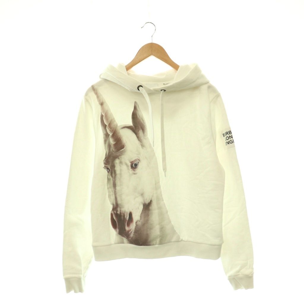 バーバリー ロンドン BURBERRY LONDON ユニコーンプリントフーディー パーカー プルオーバー S ホワイト /HK ■OS