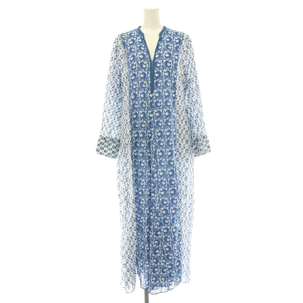 ヌキテパ NE QUITTEZ PAS! COTTON JQD COMBI DRESS ワンピース 総柄 M ブルー ホワイト /ES ■OS ■SH