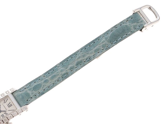 CARTIER カルティエ ラニエール タンク アロンジェSM WJ200338 腕時計 K18ホワイトゴールド/鰐革/ダイヤモンドベゼル シルバー文字盤 クオーツ レディース【中古】【472】SJ