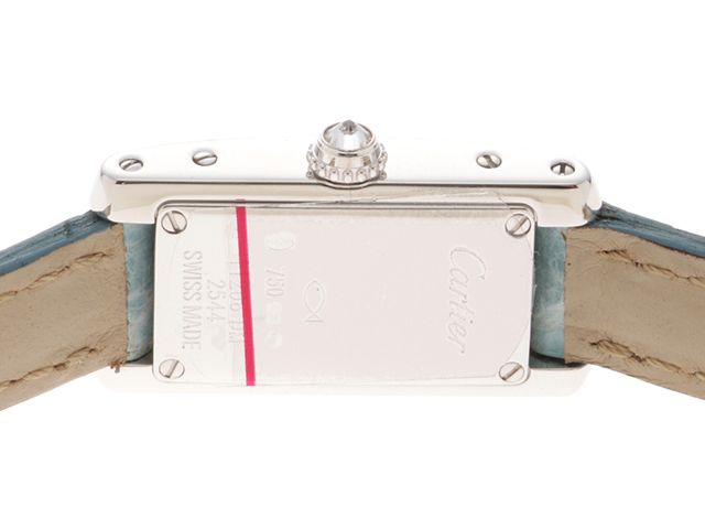 CARTIER カルティエ ラニエール タンク アロンジェSM WJ200338 腕時計 K18ホワイトゴールド/鰐革/ダイヤモンドベゼル シルバー文字盤 クオーツ レディース【中古】【472】SJ