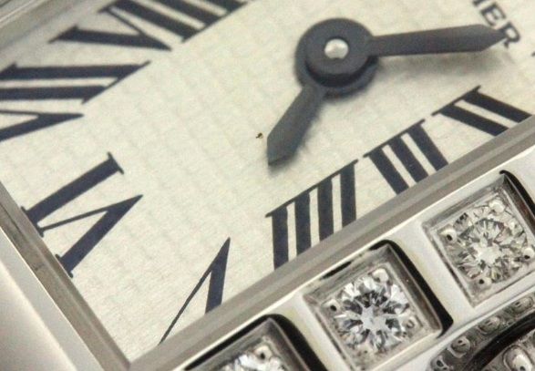 CARTIER カルティエ ラニエール タンク アロンジェSM WJ200338 腕時計 K18ホワイトゴールド/鰐革/ダイヤモンドベゼル シルバー文字盤 クオーツ レディース【中古】【472】SJ