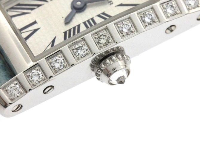 CARTIER カルティエ ラニエール タンク アロンジェSM WJ200338 腕時計 K18ホワイトゴールド/鰐革/ダイヤモンドベゼル シルバー文字盤 クオーツ レディース【中古】【472】SJ