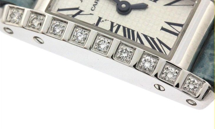 CARTIER カルティエ ラニエール タンク アロンジェSM WJ200338 腕時計 K18ホワイトゴールド/鰐革/ダイヤモンドベゼル シルバー文字盤 クオーツ レディース【中古】【472】SJ