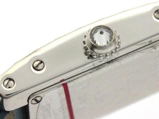CARTIER カルティエ ラニエール タンク アロンジェSM WJ200338 腕時計 K18ホワイトゴールド/鰐革/ダイヤモンドベゼル シルバー文字盤 クオーツ レディース【中古】【472】SJ