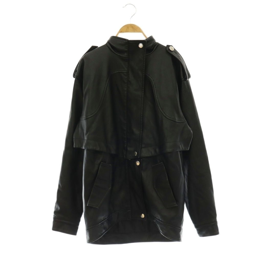 パメオポーズ PAMEO POSE 2way PU Field Jacket フェイクレザージャケット ジップアップ F ブラック /HK ■OS