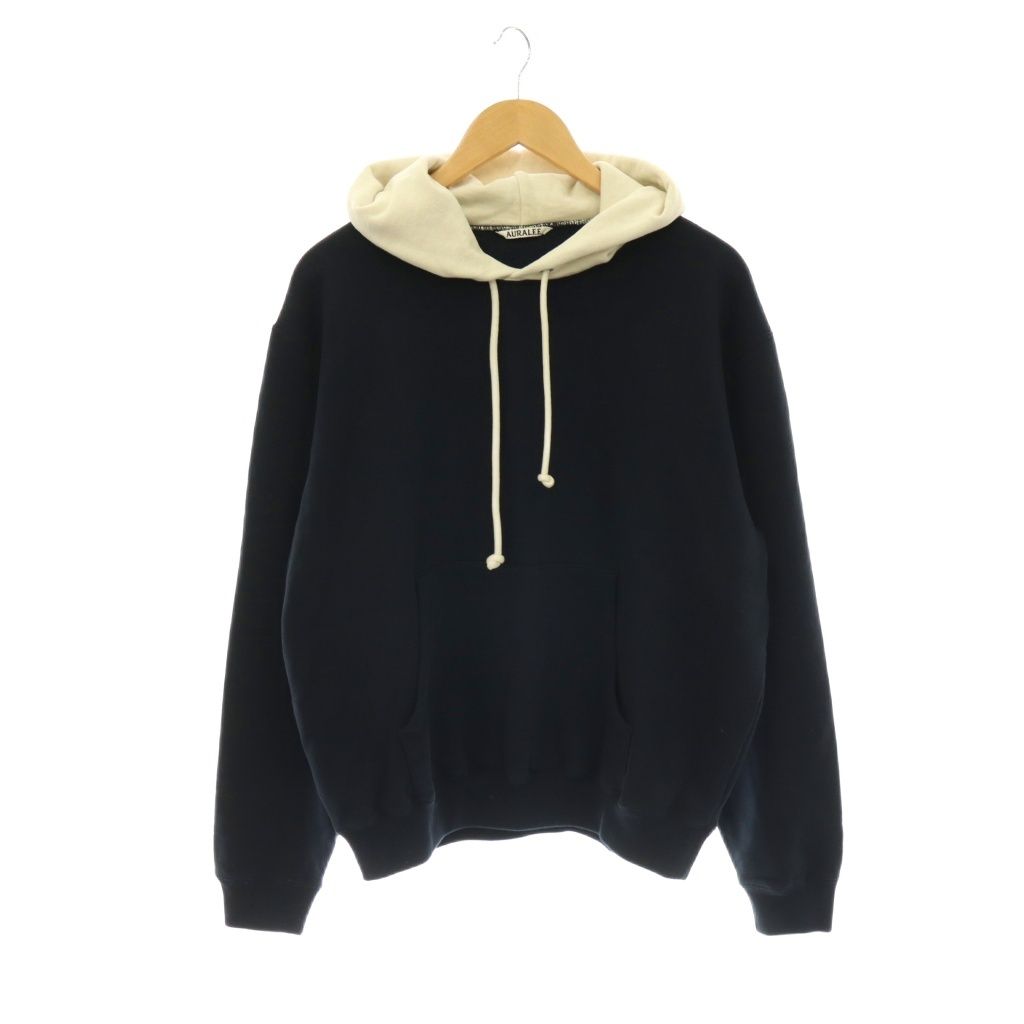 オーラリー AURALEE SMOOTH SOFT BD SWEAT P/O PARKA パーカー スウェット プルオーバー 4 紺 ネイビー ベージュ A26SP01TU /CX ■OS ■SH