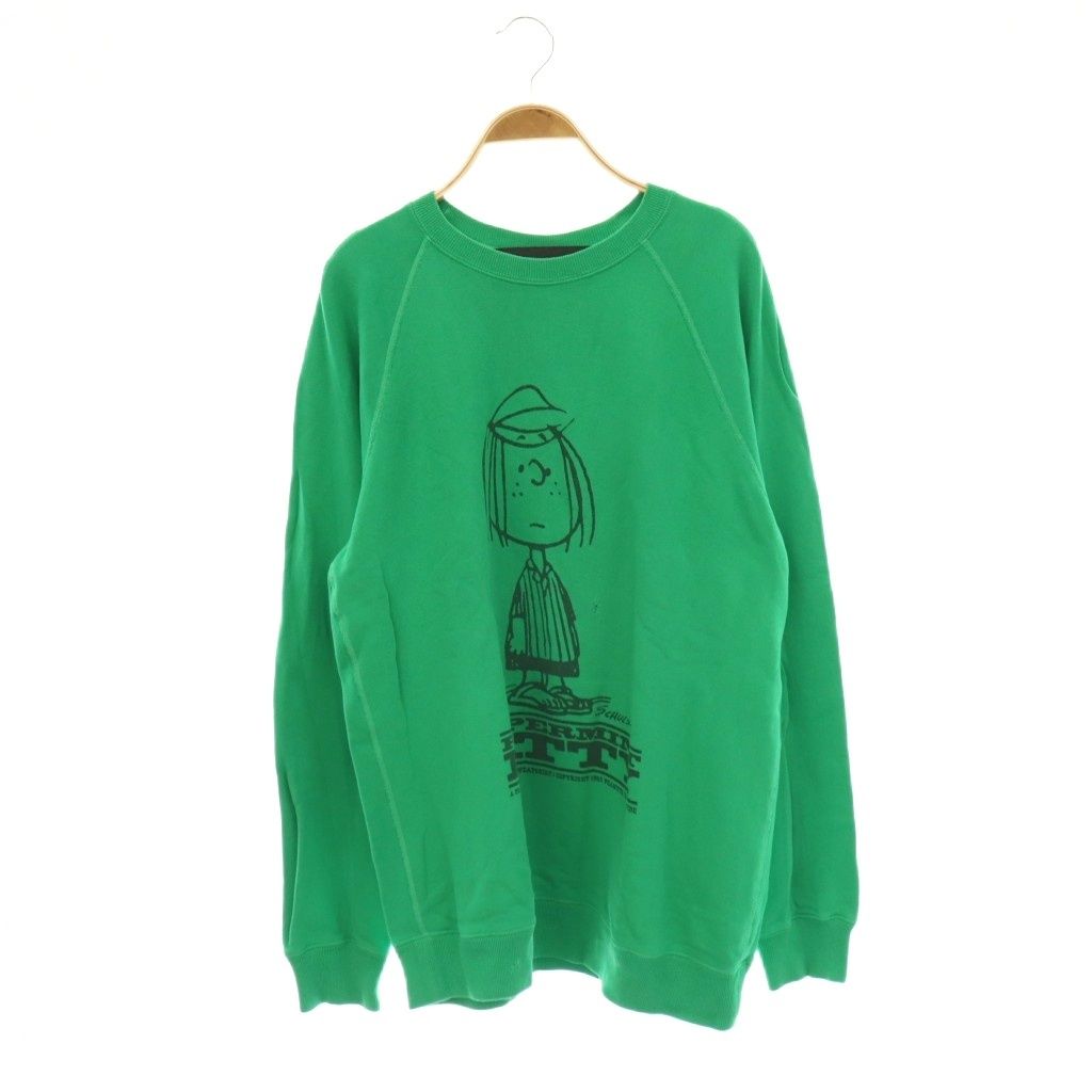マークジェイコブス MARC JACOBS × ピーナッツ PEANUTS ペパーミントパティダメージスウェット 長袖 S グリーン ブラック /DO ■OS