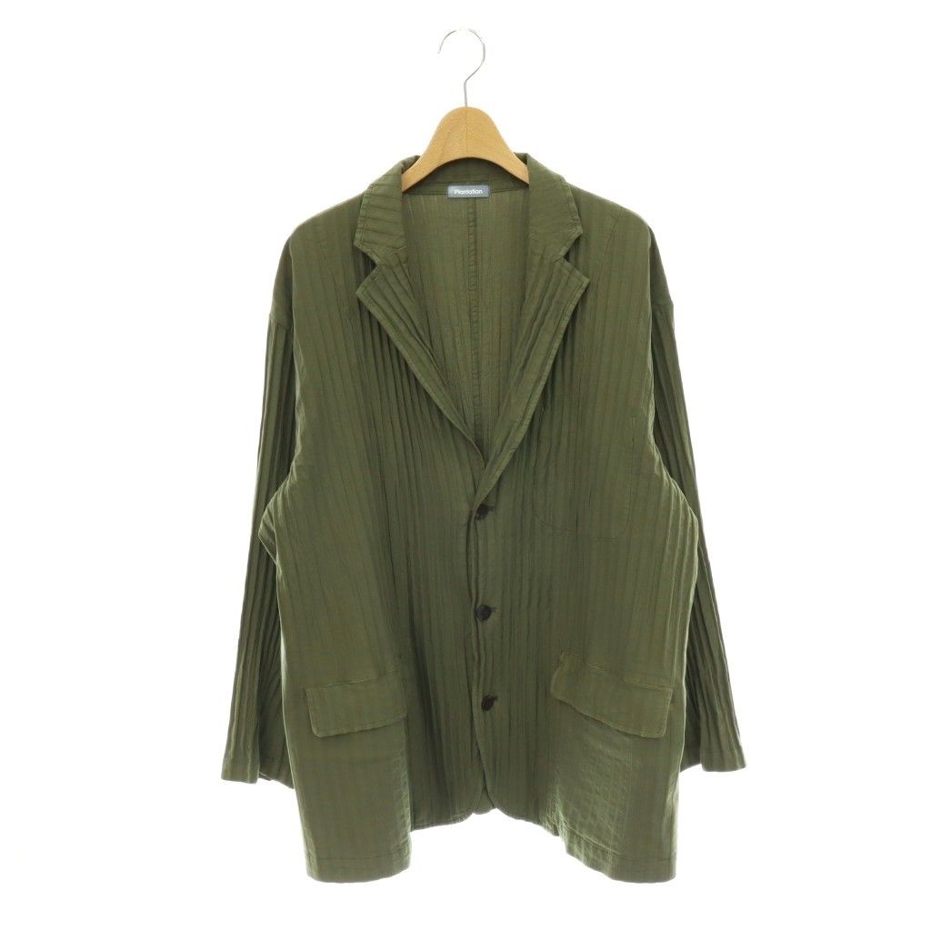 プランテーション plantation 24AW プリーツテーラードジャケット 薄手 M カーキ /DO ■OS