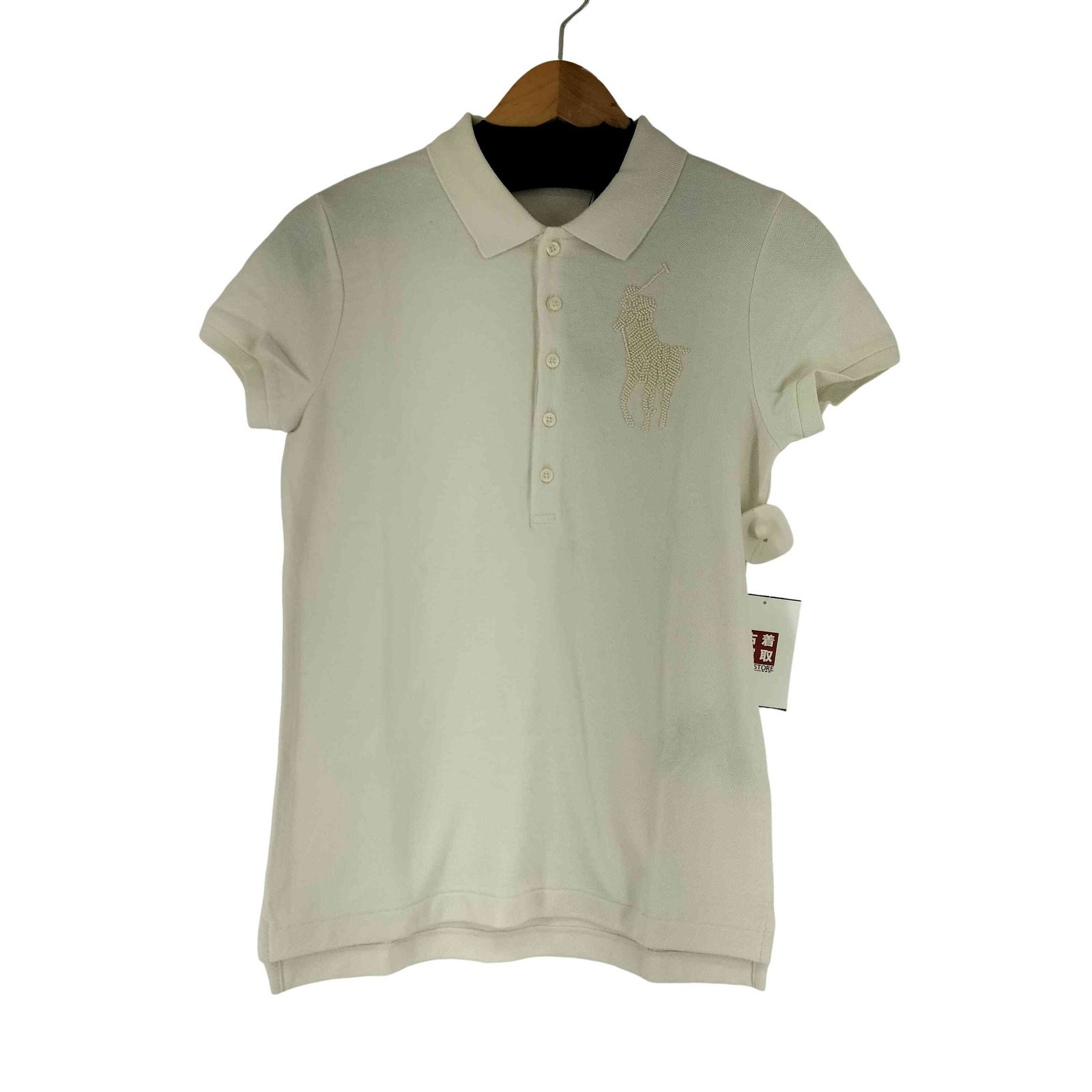 ラルフローレン RALPH LAUREN THE SKINNY POLO パールビーズ ビッグポニー ポロシャツ レディース import：M