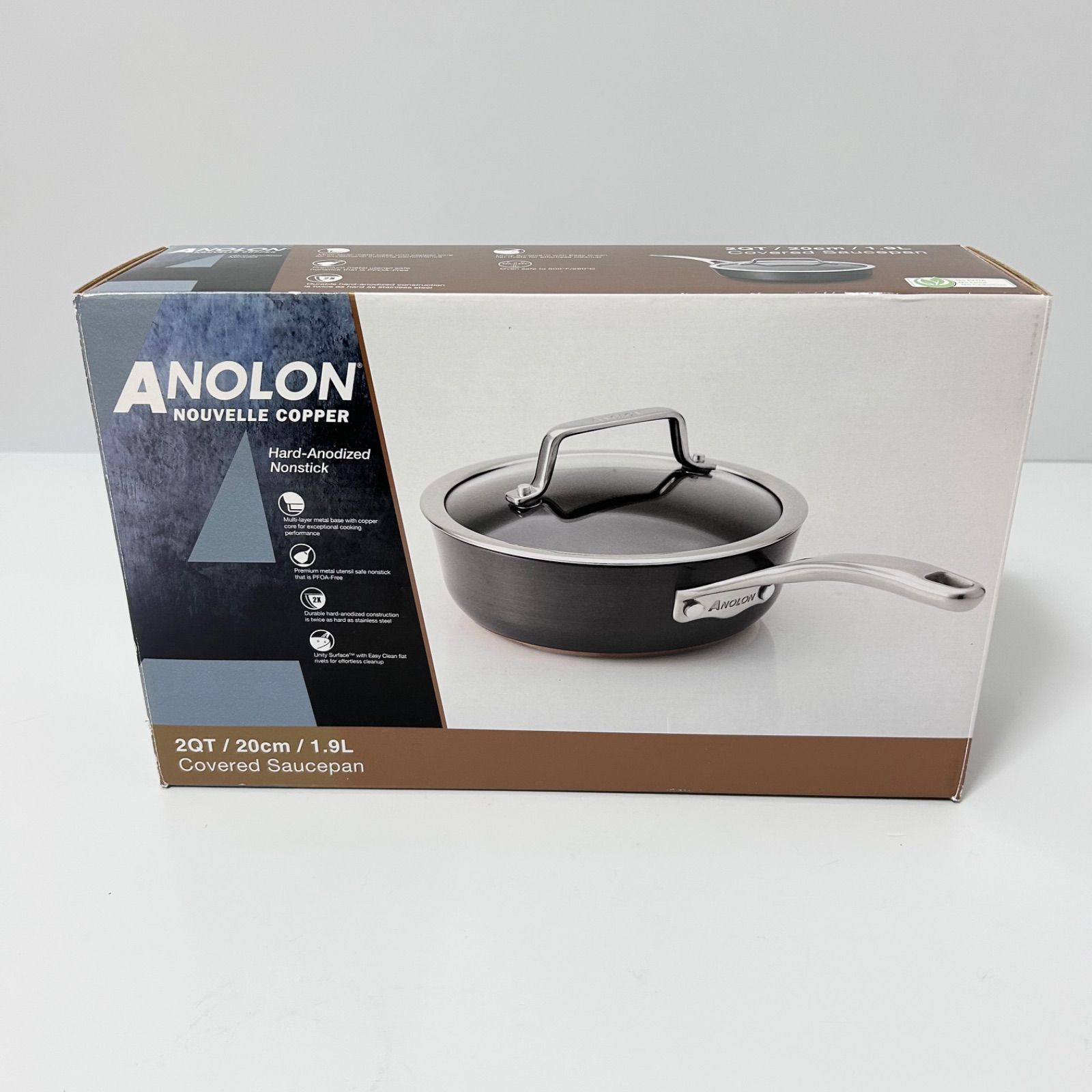 ANOLON アナロン ヌーベルカッパー 浅型片手鍋 2QT 20cm 1.9L マイヤー