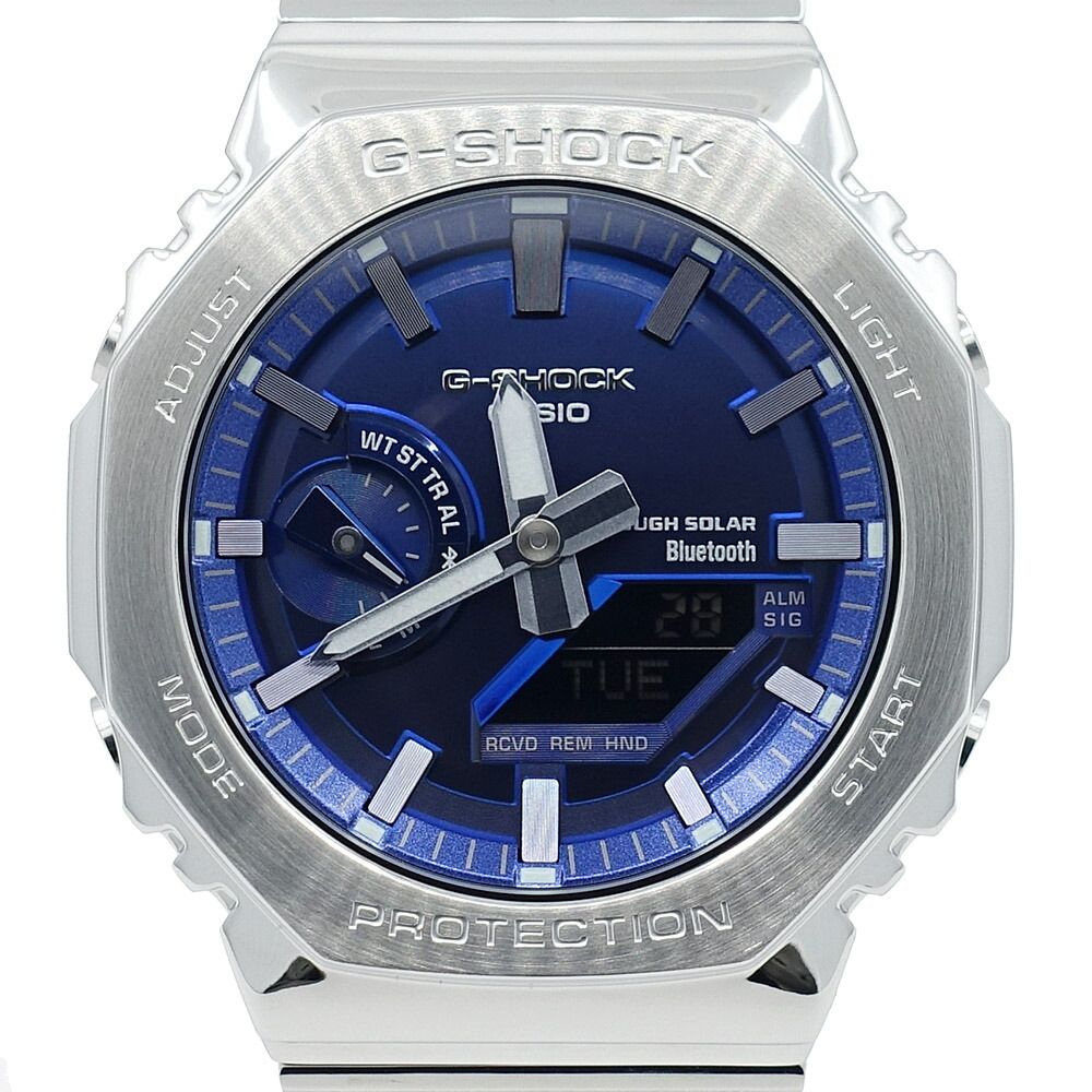【名東】カシオ G-SHOCK 腕時計 FULL METAL 2100シリーズ GM-B2100AD-2AJF 青支 モバイルリンク SS タフソーラー 男性 保証書 箱 新品