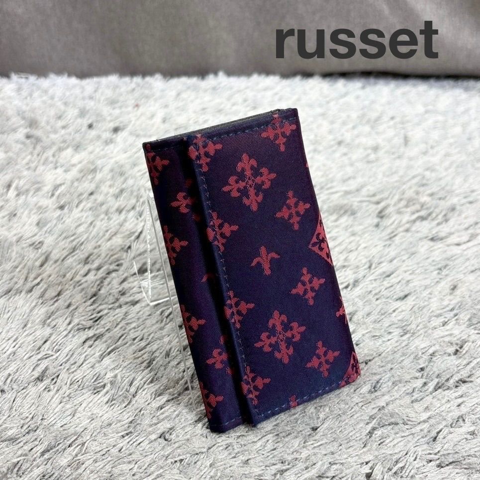 【新品・期間限定お値下げ】russet レザー キーケース russet ラシット 6連 キーケース ナイロン × レザー 総柄ロゴ 玉虫色