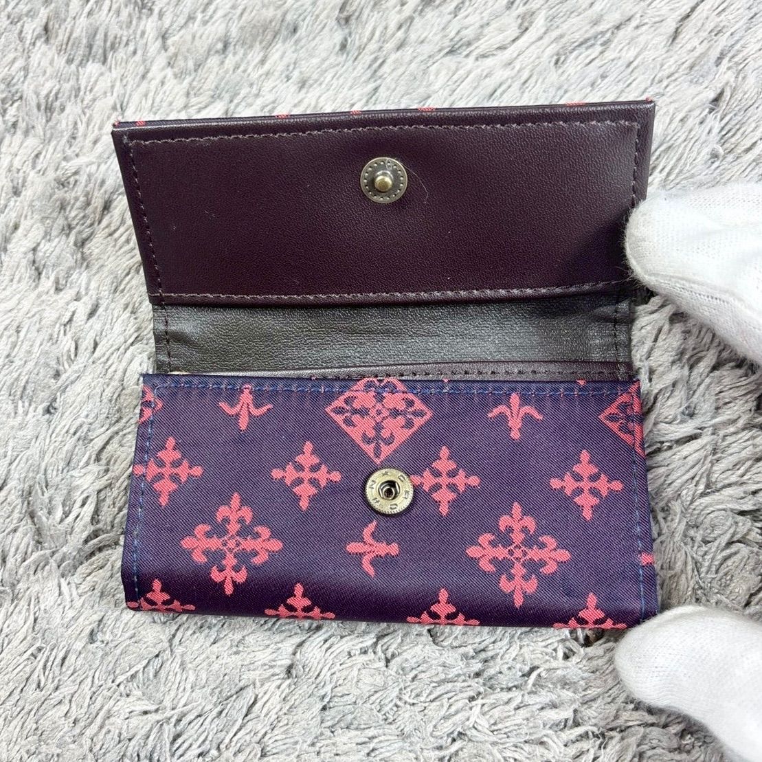 【新品・期間限定お値下げ】russet レザー キーケース russet ラシット 6連 キーケース ナイロン × レザー 総柄ロゴ 玉虫色