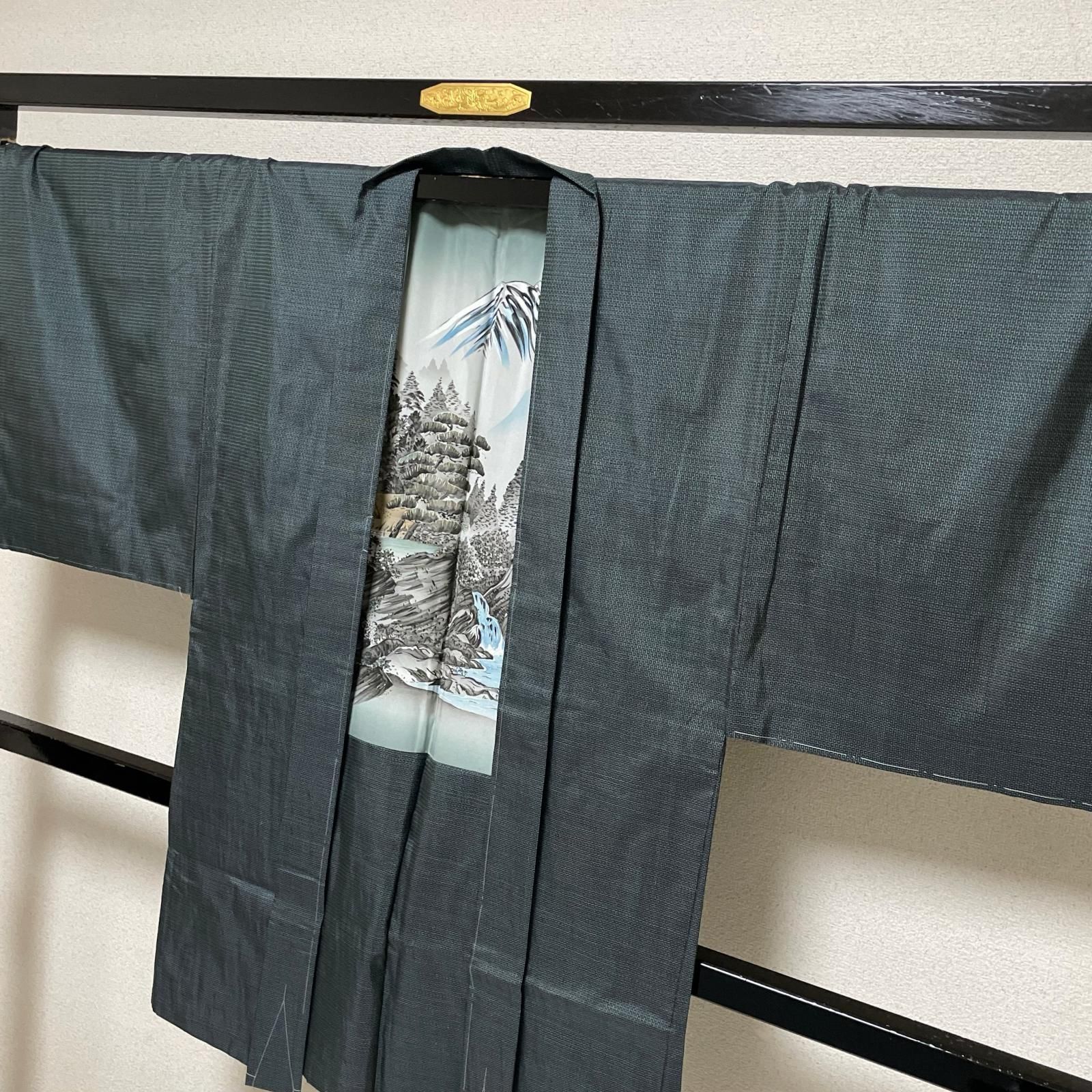 紳士羽織 本場奄美大島紬 亀甲絣 素敵な色味 着物 正絹 X-3471