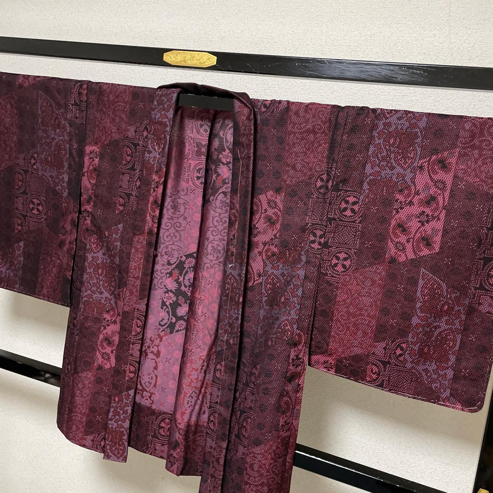 夏着物 夏羽織 裄67 鮮やか 更紗模様 着物 正絹 X-3473