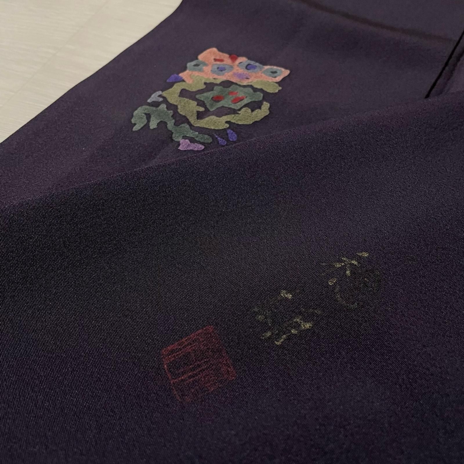作家物 小紋 飛び柄の上品な染め 着物 正絹 X-3489