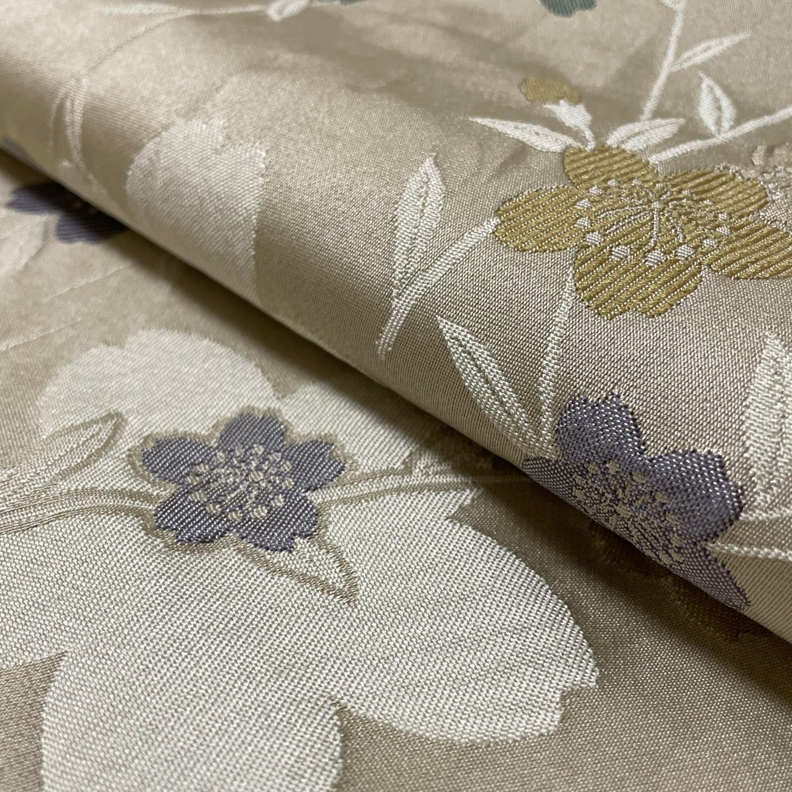 京袋帯 上品 桜模様 化繊 着物 X-3512