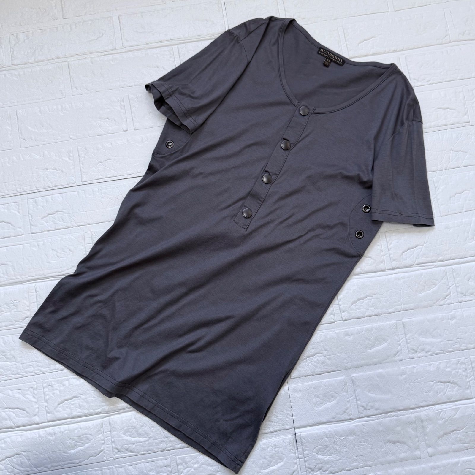 BURBERRY PRORSUM 2010S/S ヘンリーネック Tシャツ チャコールグレー 