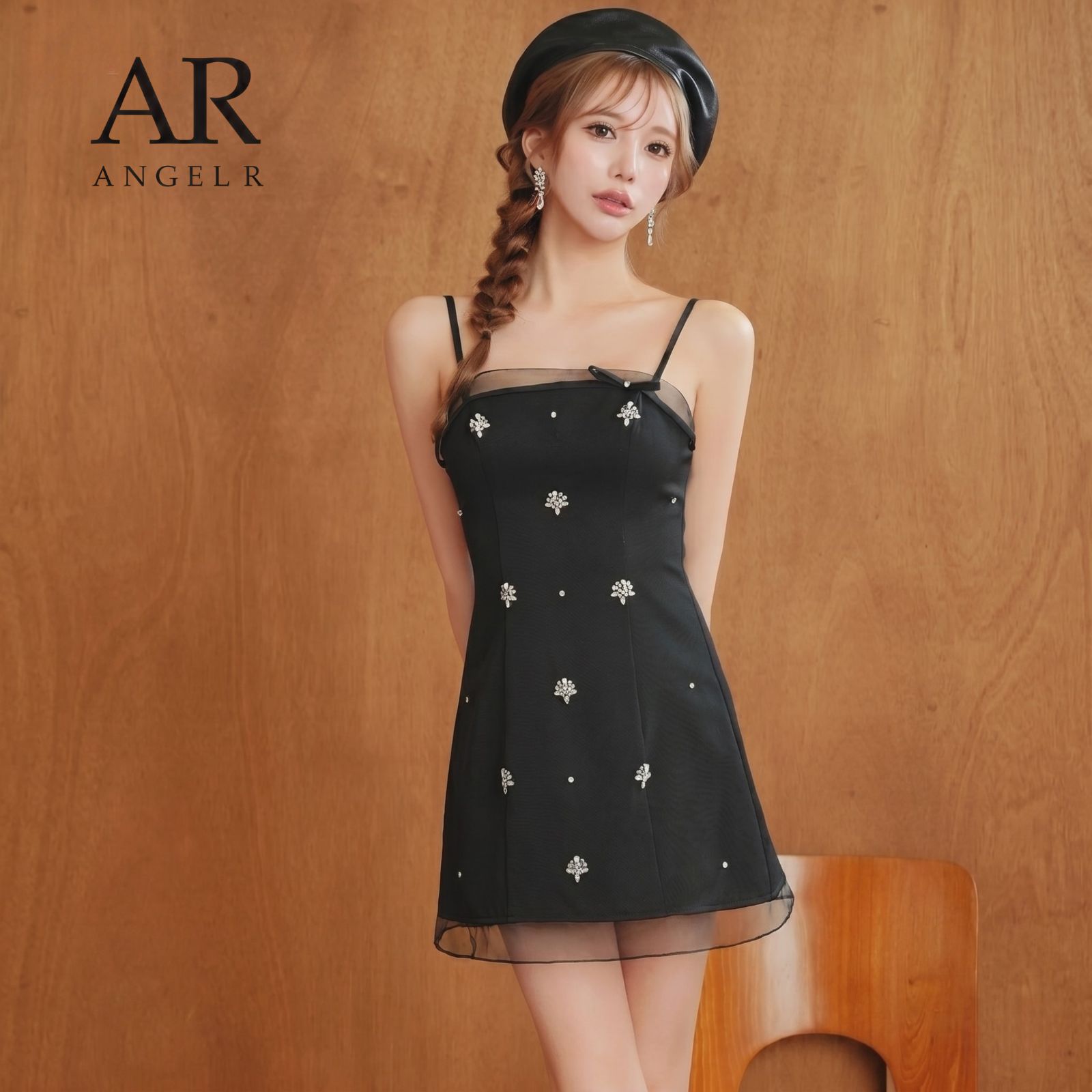 Angel R エンジェルアール AR26829 キャバドレス ミニドレス Aライン ブラック