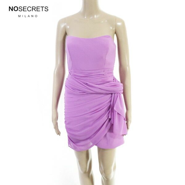80%OFF 新品 ノーシークレッツ NO SECRETS ワンピース 42 EOP1921 Mサイズ パープル レディース ベアトップワンピース ドレープ
