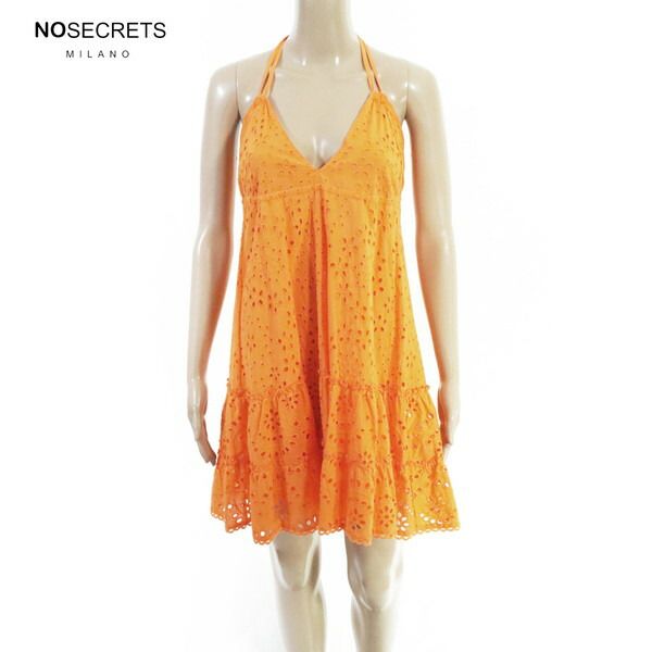 80%OFF 新品 ノーシークレッツ NO SECRETS ワンピース 42 EOP1922 Mサイズ オレンジ レディース ホルターネックワンピース コットンレース