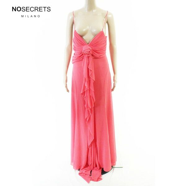 80%OFF 新品 ノーシークレッツ NO SECRETS ワンピース 42 EOP1931 Mサイズ レッド レディース ロング丈ドレス ノースリーブ フラワーモチーフ