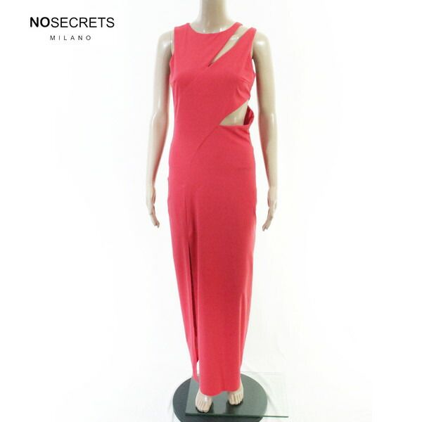 80%OFF 新品 ノーシークレッツ NO SECRETS ワンピース 42 EOP1935 Mサイズ レッド レディース ノースリーブワンピース ロング丈 ウエスト見せカッティング