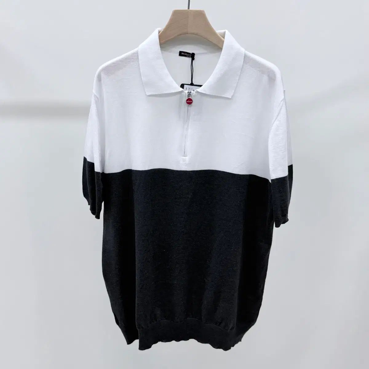 未使用/2XL Kiton ハーフジップアップ コットン 半袖 カラーTシャツ