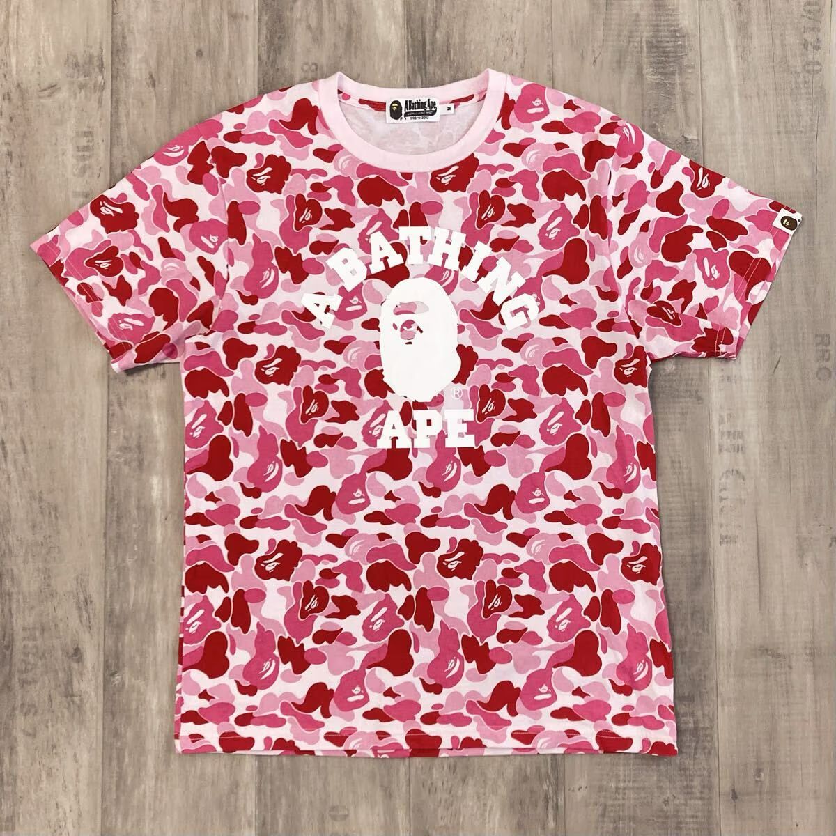 ABC CAMO PINK カレッジロゴ Tシャツ Mサイズ a bathing ape BAPE エイプ ベイプ アベイシングエイプ ABCカモ ピンク 迷彩 y7