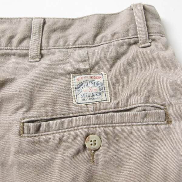 90s 初期タグ POLO ポロ ラルフローレン チノパン ベージュ系 実寸W36 L31 ボックスタグ ツータック ポロチノ ビンテージ D154-25-0025XV