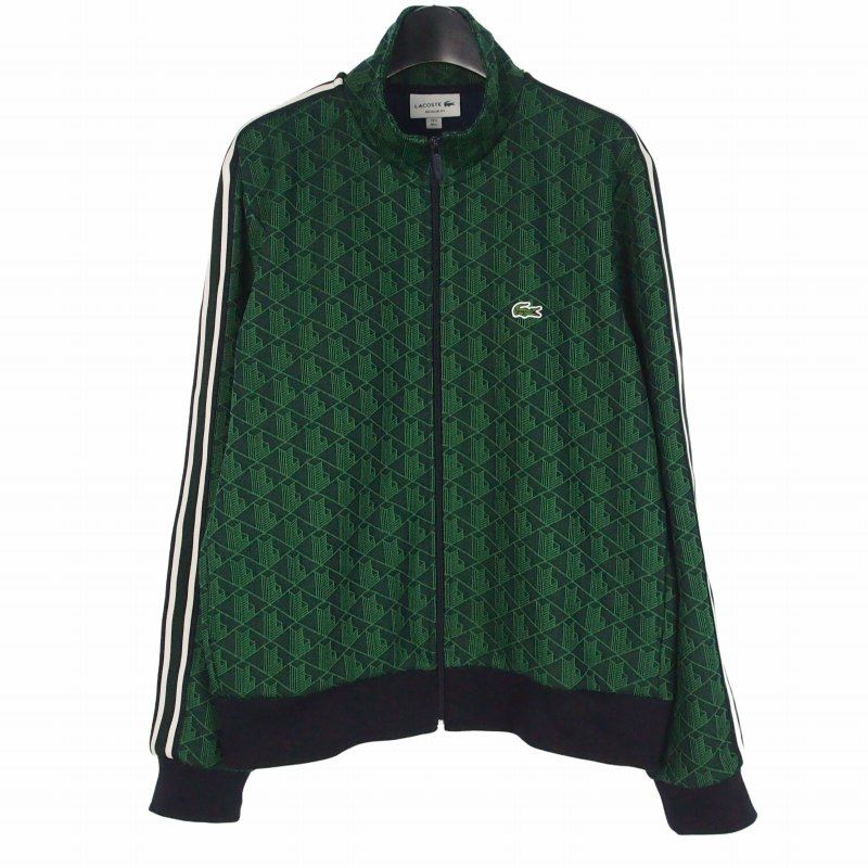 ラコステ LACOSTE モノグラムジャカードトラックジャケット ジャージ Regular Fit Ｌ 緑 グリーン SH1368