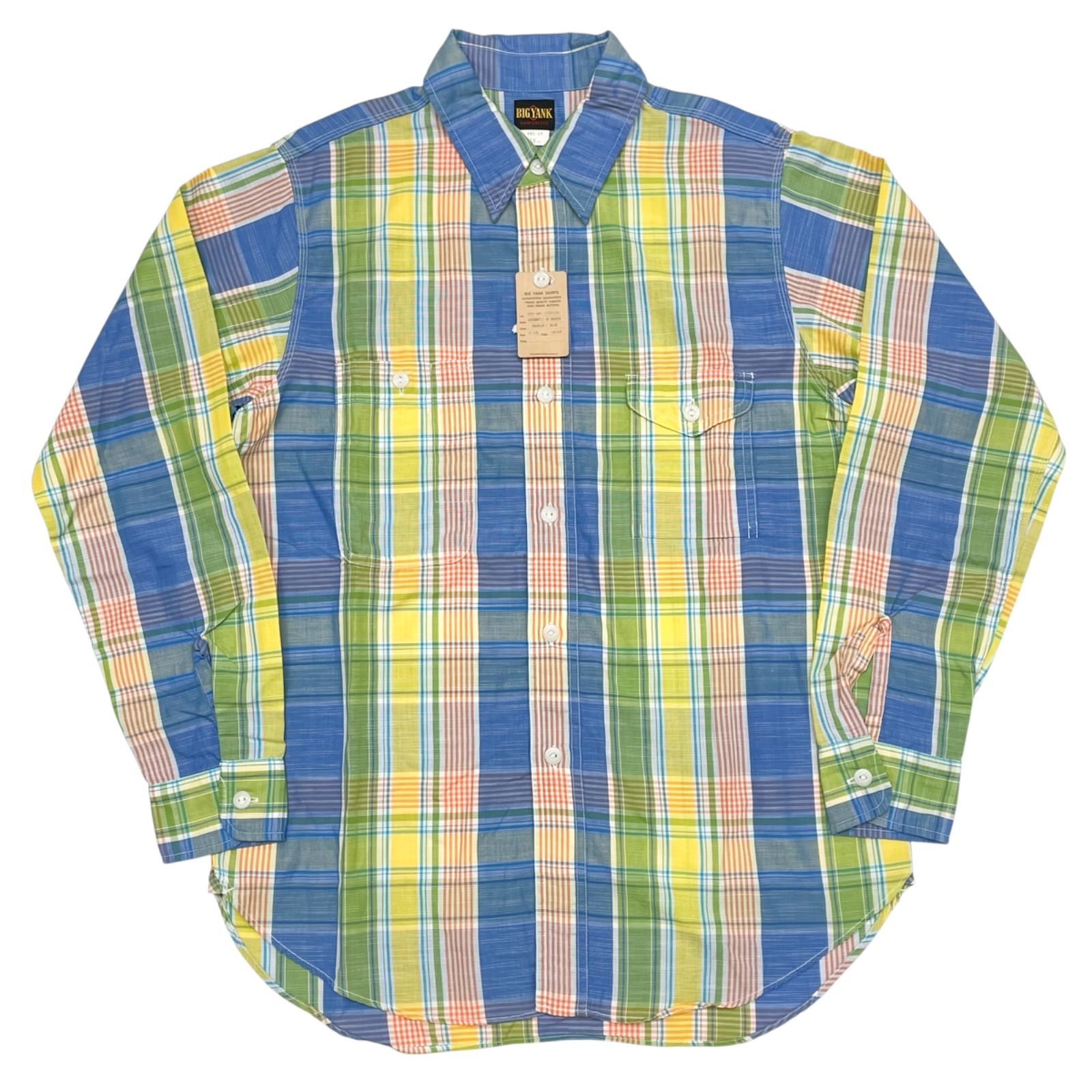 未使用品 15 1/2 BIG YANK AUTHENTIC CP SHIRTS MADRAS BLUE ビッグヤンク マドラスチェック ワークシャツ