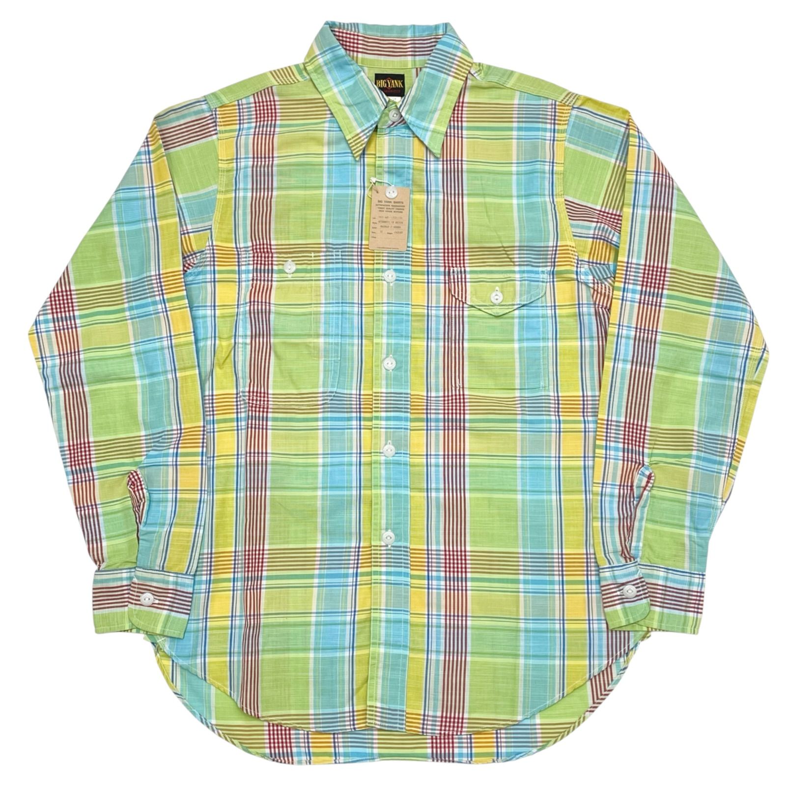 未使用品 15 BIG YANK AUTHENTIC CP SHIRTS MADRAS GREEN ビッグヤンク マドラスチェック ワークシャツ