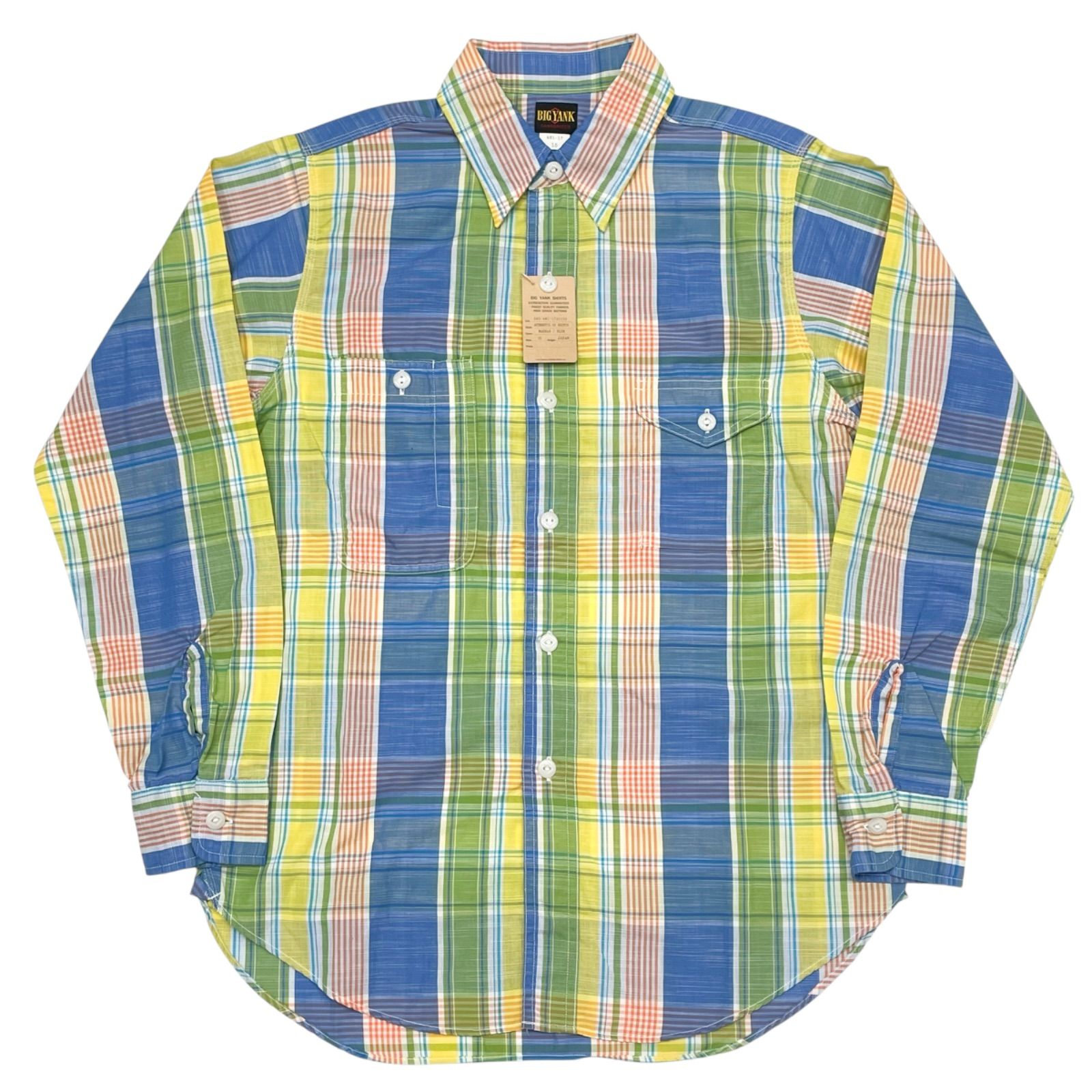 未使用品 15 BIG YANK AUTHENTIC CP SHIRTS MADRAS BLUE ビッグヤンク マドラスチェック ワークシャツ