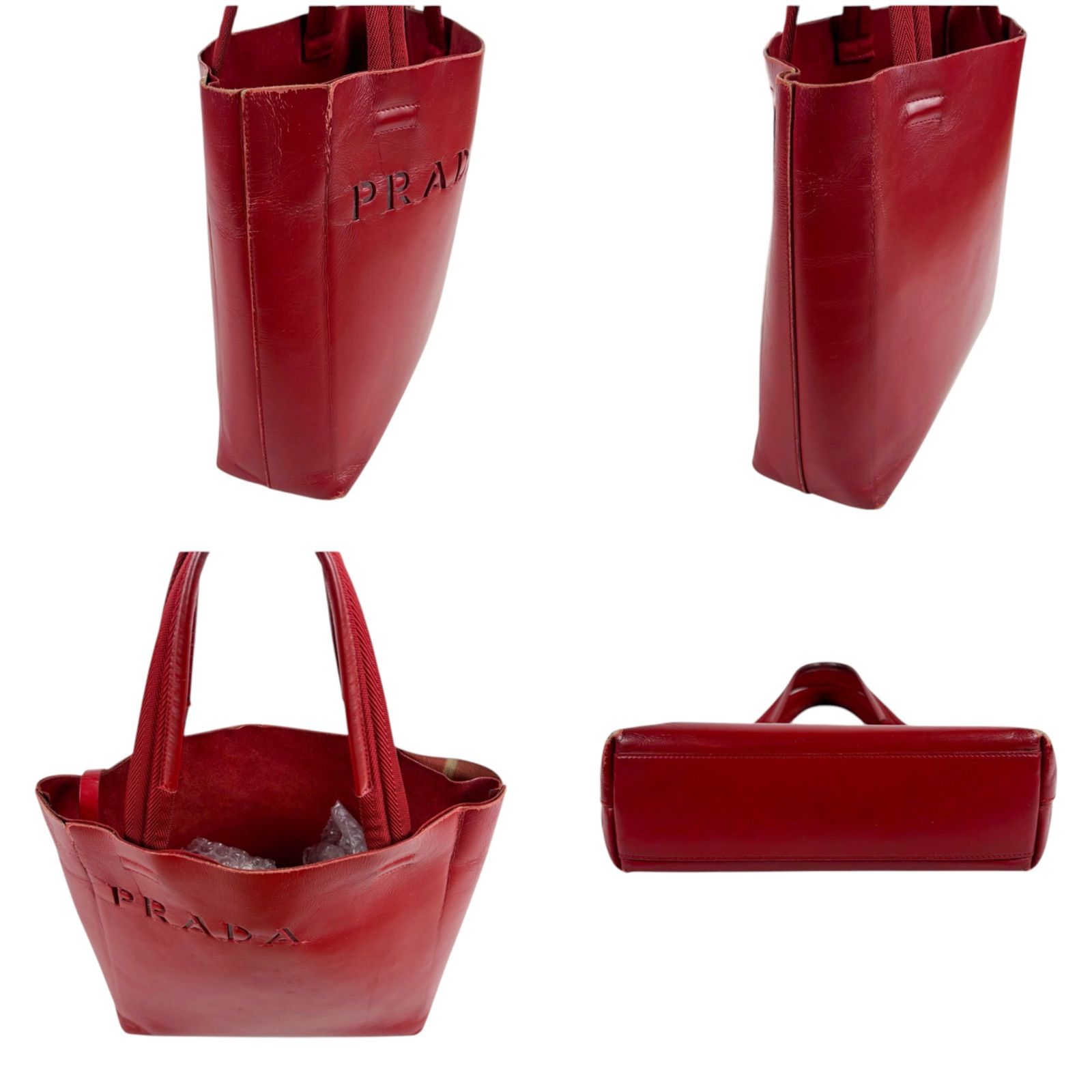 プラダ PRADA ポーチ付き ミニトートバッグ ハンドバッグ パンチング 