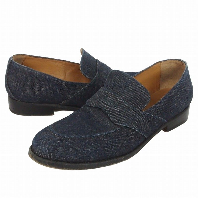 ラルディーニ LARDINI デニム ローファー リジッドデニム スリッポン 42 27.0 インディゴ ネイビー JKMOC