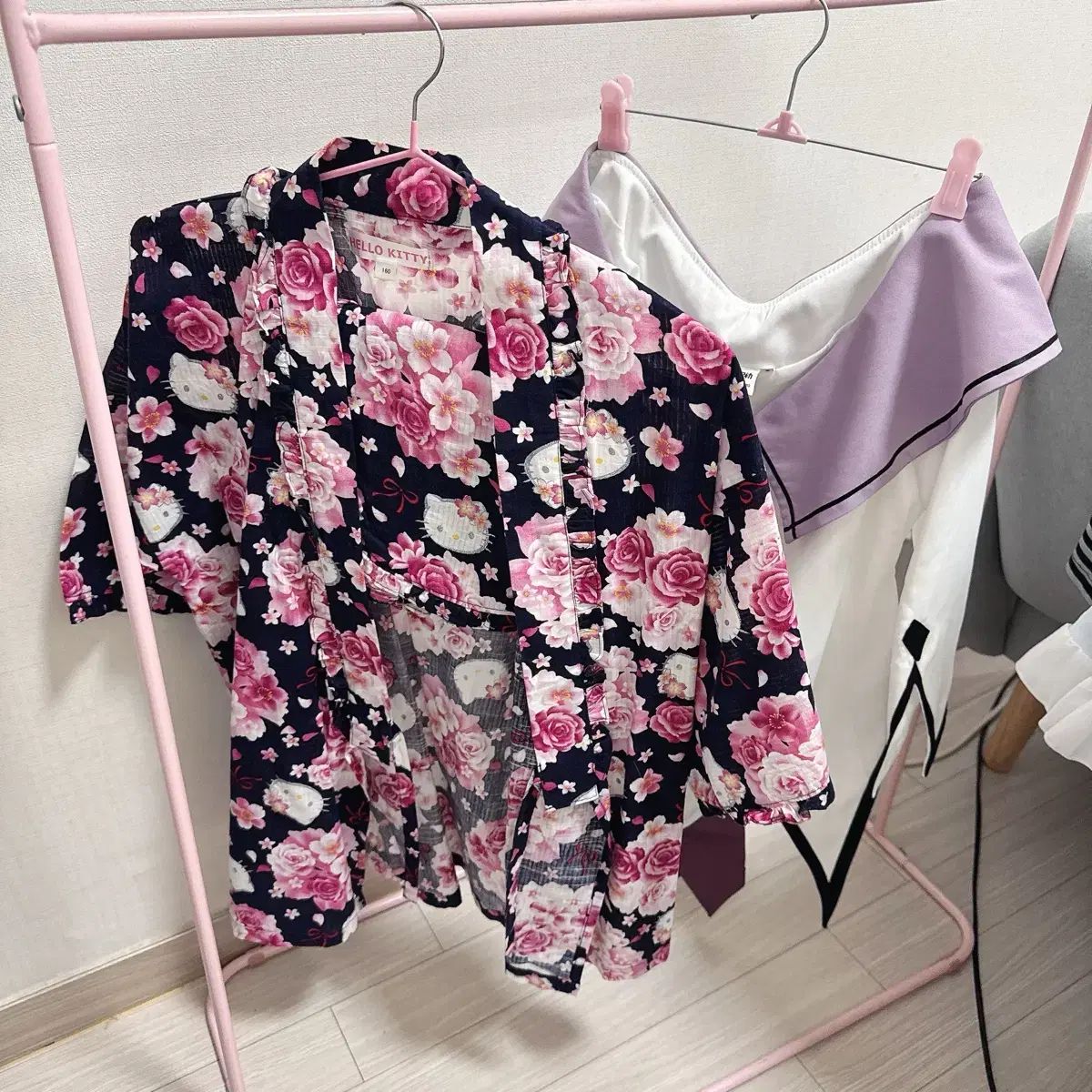 ヴィンテージ ハローキティ 浴衣 キュロット セット (+コスプレ 服 おまけ付き)