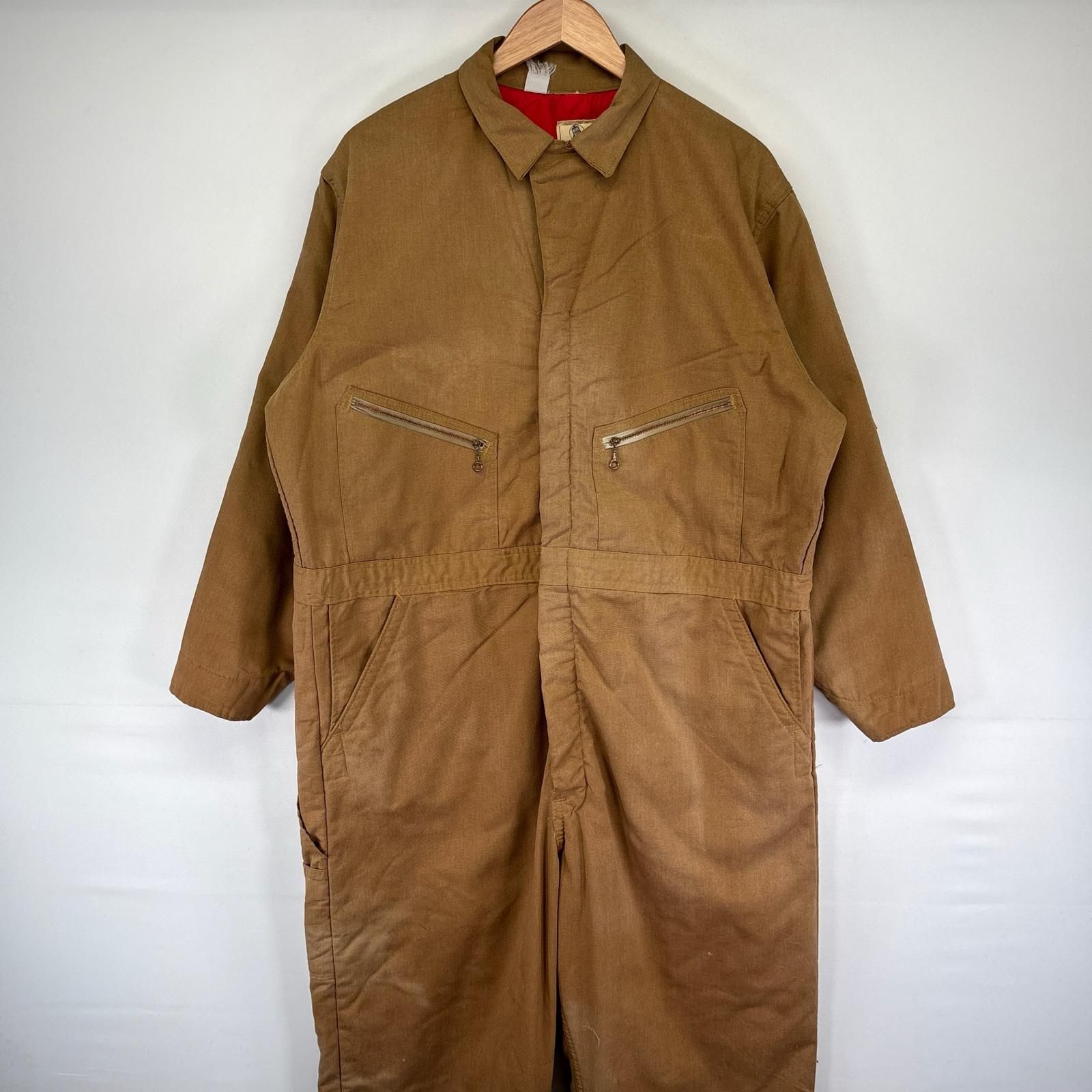 古着 60's/60年代 ヴィンテージ ブルーベル BLUE BELL ダック ツナギ オールインワン 中綿 ワーク ジップ ブラウン系 メンズ