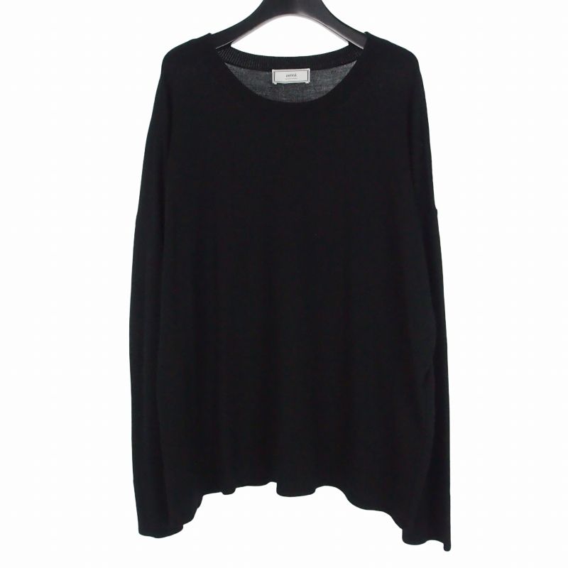 アミ アレクサンドル マテュッシ ami alexandre mattiussi SS19 オーバーサイズニット ハイゲージクルーネック コットンニット M 黒 ブラック E19K002