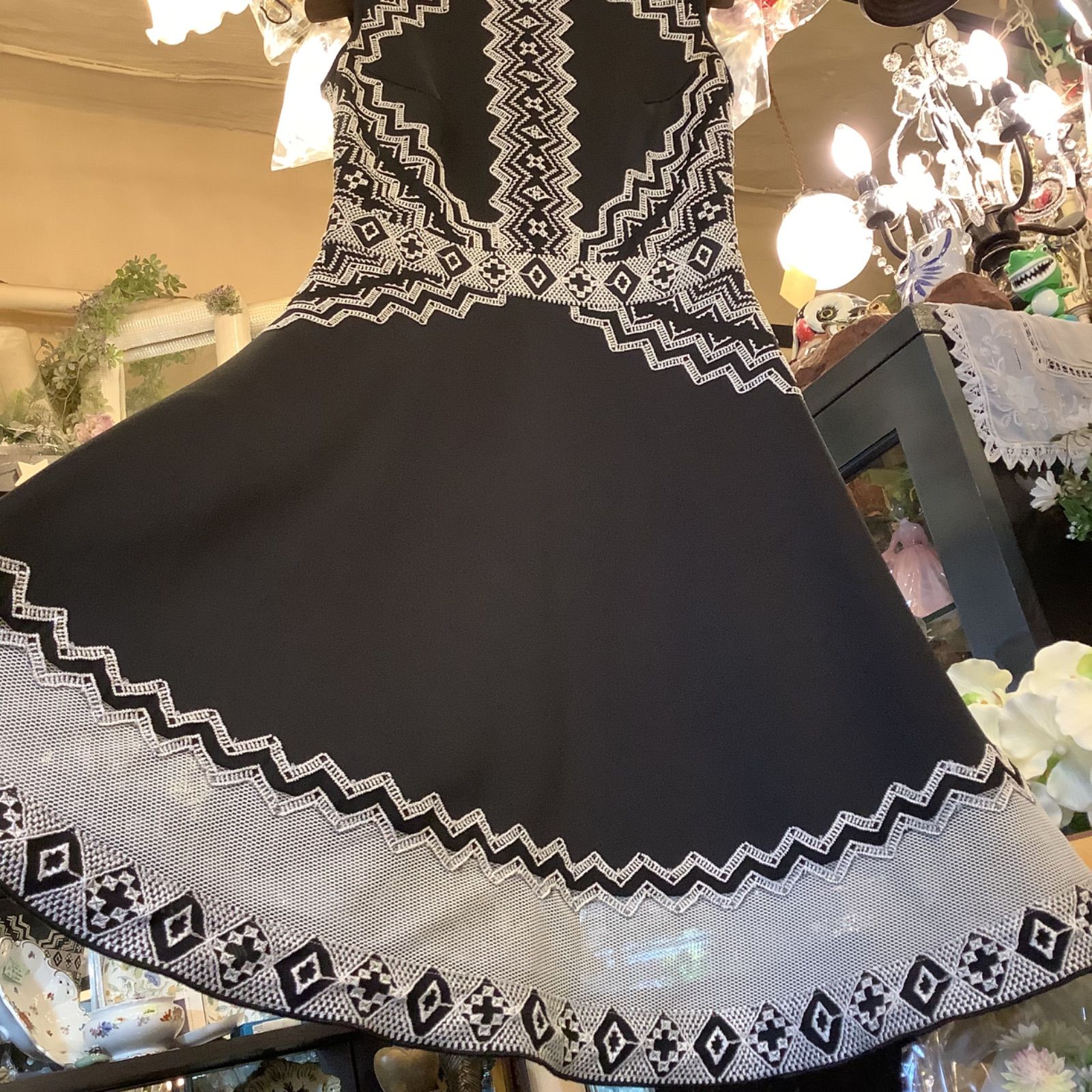 TADASHISHOJIタダシ ショージ ワンピース サイズ0 黒白レース - メルカリ