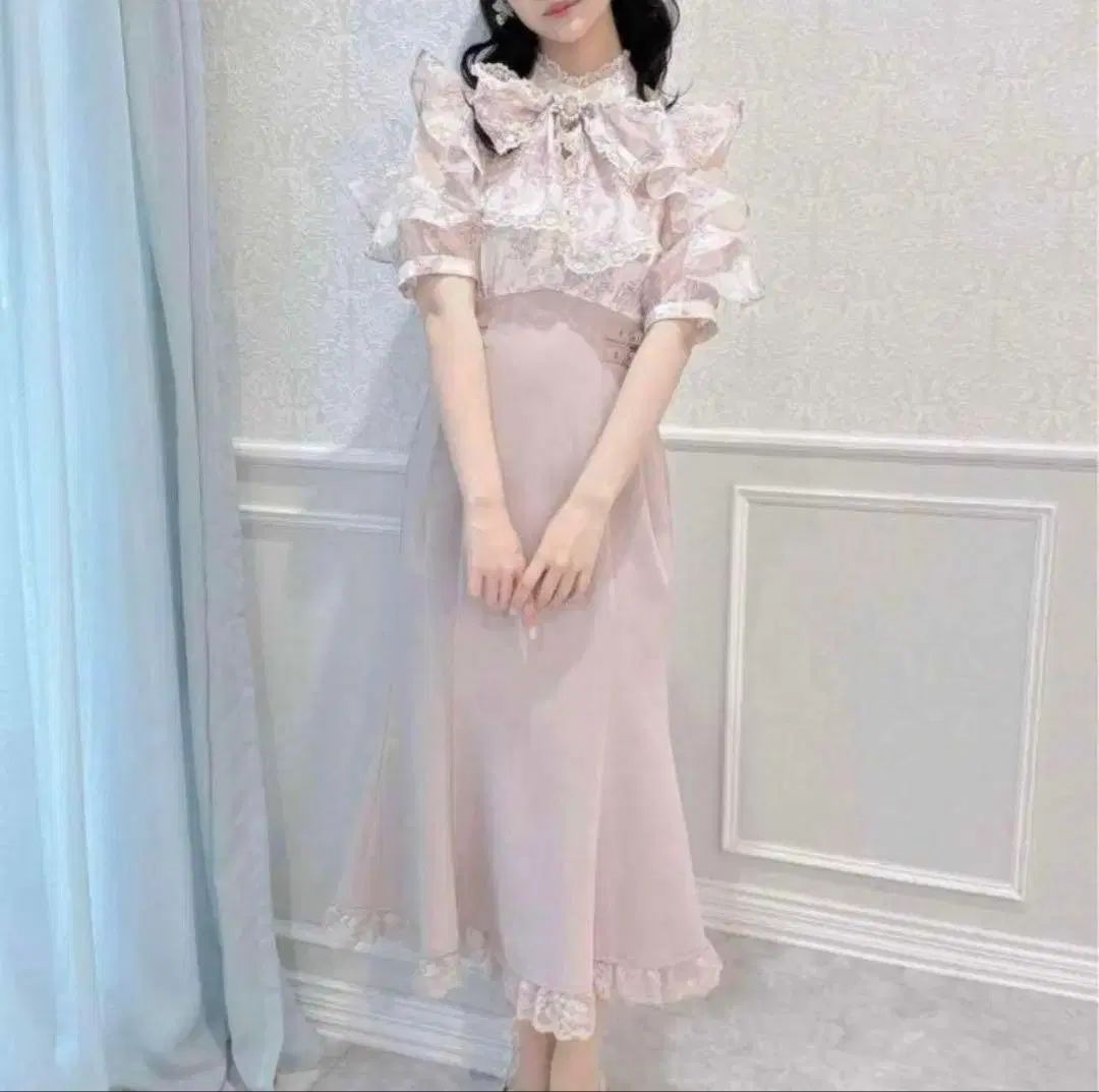 ROJITA 花柄 フローラル ドッキング ロング丈ワンピース ピンク 日本ブランド 量産型地雷系 スナ系
