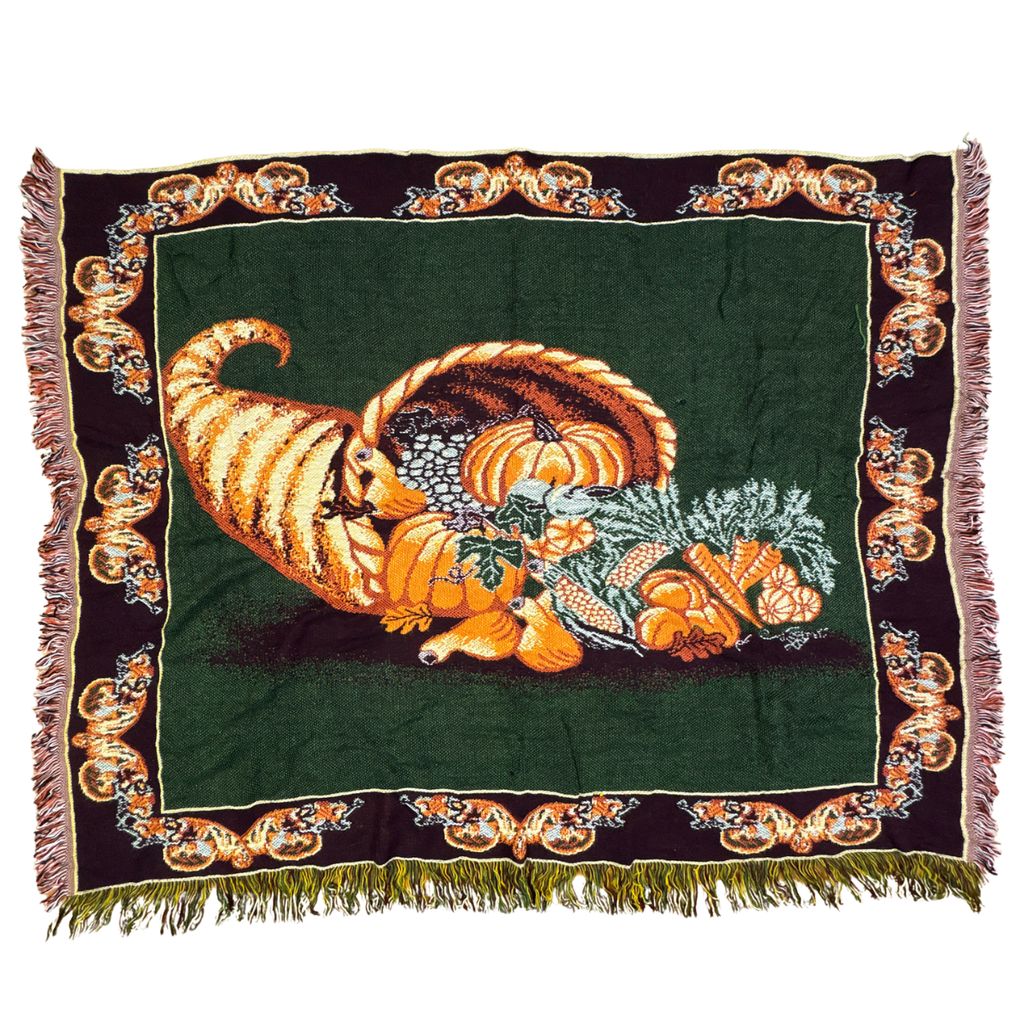 vintageラグ ブランケット マルチカバー タペストリー 収穫祭 かぼちゃ 野菜 フルーツ Rug Blanket Pumpkin 2908
