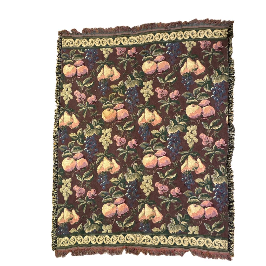 vintageラグ ブランケット マルチカバー タペストリー フルーツ 果物 ぶどう リンゴ Rug Blanket Fruit 2911
