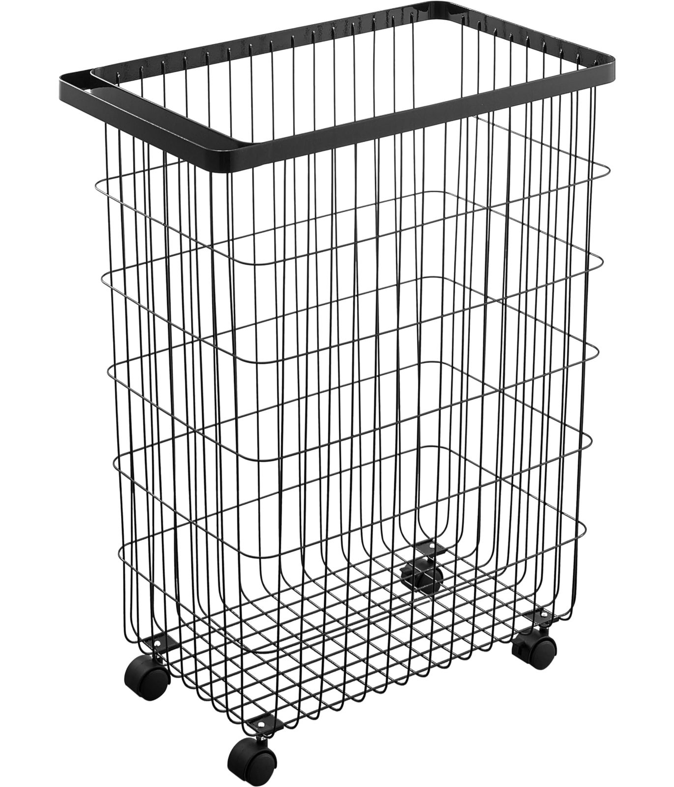 特別価格　キャスター付き ブラック ランドリーバスケット 約W28×D46.5×H61cm タワー tower 山崎実業(Yamazaki) 洗濯カゴ 大容量 4777