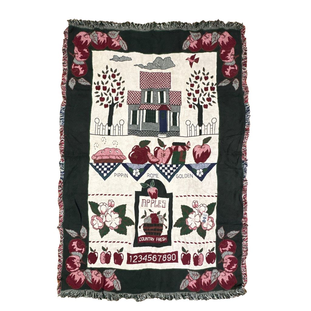 vintageラグ ブランケット マルチカバー タペストリー ハウス フラワー リンゴ カントリー Rug Blanket Country 2913