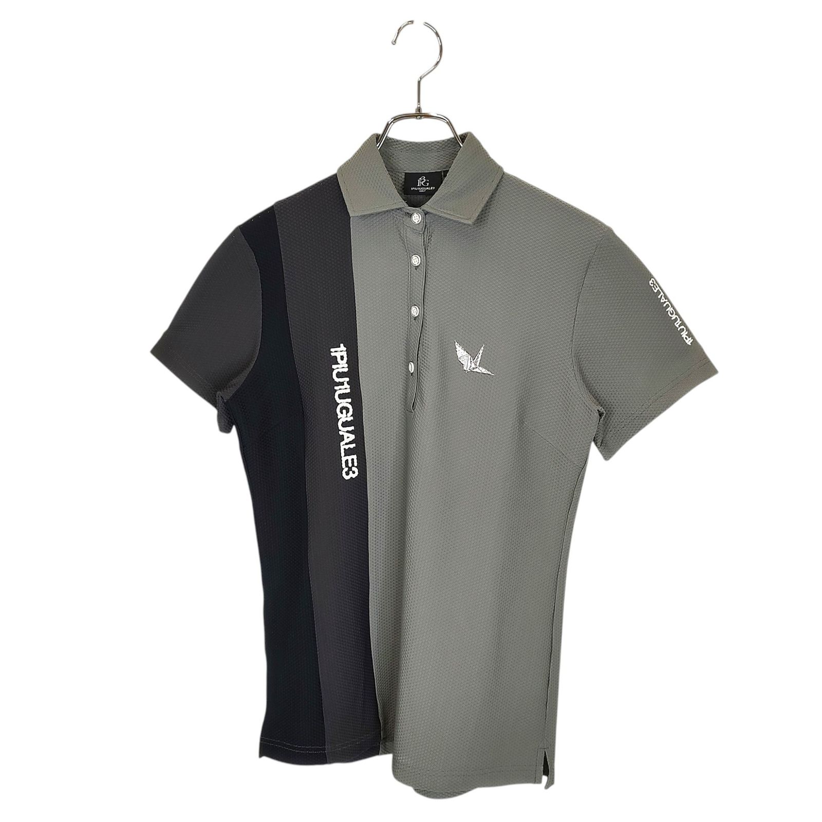 1PIU1UGUALE3 GOLF ウノピゥウノウグァーレトレ ゴルフ 24SS POLO STRIPE SWITCH 半袖 ポロシャツ GST191-POE488 3 L グレー レディース